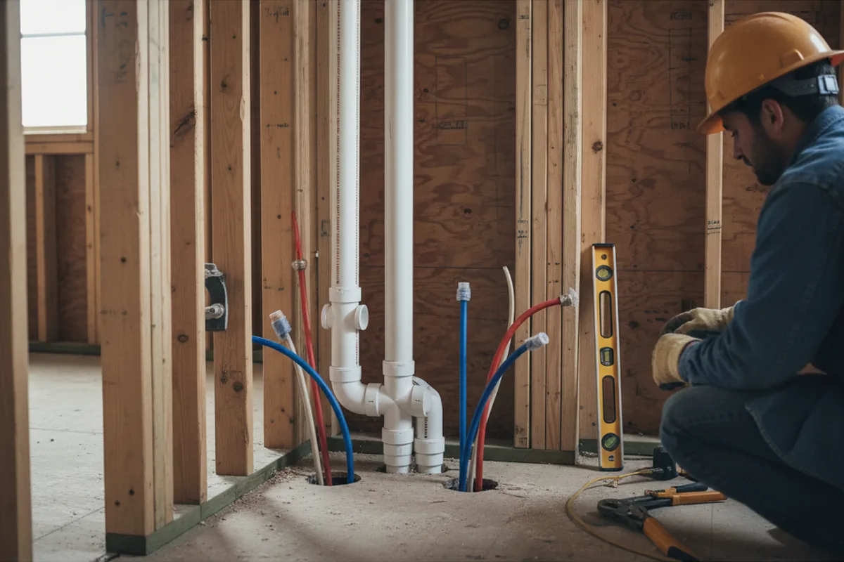 Drain and supply rough-in during Drain Cleaning in Vanderbilt
